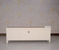 Spain Solid Mango Wood Tv cabinet - Two Doors and One Drawer - Tv Cabinet - Furniselan - Frosty-White