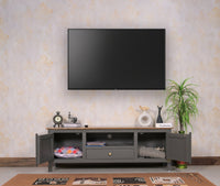 Spain Solid Mango Wood Tv cabinet - Two Doors and One Drawer - Tv Cabinet - Furniselan - Slate-Grey
