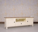 Spain Solid Mango Wood Tv cabinet - Two Doors and One Drawer - Tv Cabinet - Furniselan - Frosty-White