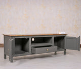 Spain Solid Mango Wood Tv cabinet - Two Doors and One Drawer - Tv Cabinet - Furniselan - Slate-Grey