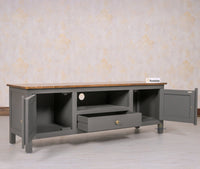 Spain Solid Mango Wood Tv cabinet - Two Doors and One Drawer - Tv Cabinet - Furniselan - Slate-Grey