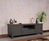 Spain Solid Mango Wood Tv cabinet - Two Doors and One Drawer - Tv Cabinet - Furniselan - Slate-Grey