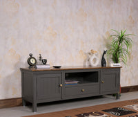 Spain Solid Mango Wood Tv cabinet - Two Doors and One Drawer - Tv Cabinet - Furniselan - Slate-Grey