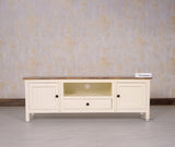 Spain Solid Mango Wood Tv cabinet - Two Doors and One Drawer - Tv Cabinet - Furniselan - Frosty-White