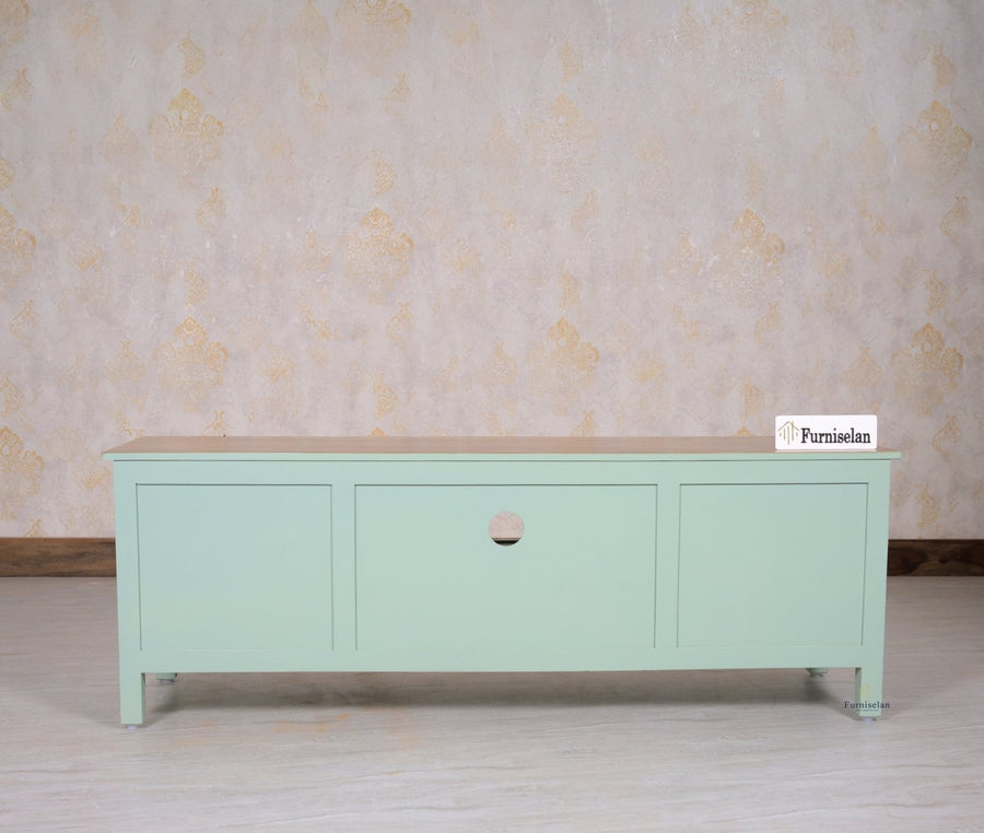 Spain Solid Mango Wood Tv cabinet - Two Doors and One Drawer - Tv Cabinet - Furniselan - Silt-Green