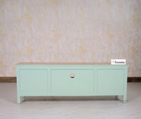Spain Solid Mango Wood Tv cabinet - Two Doors and One Drawer - Tv Cabinet - Furniselan - Silt-Green