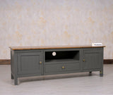 Spain Solid Mango Wood Tv cabinet - Two Doors and One Drawer - Tv Cabinet - Furniselan - Slate-Grey