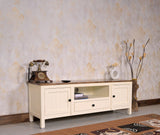 Spain Solid Mango Wood Tv cabinet - Two Doors and One Drawer - Tv Cabinet - Furniselan - Frosty-White