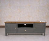 Spain Solid Mango Wood Tv cabinet - Two Doors and One Drawer - Tv Cabinet - Furniselan - Slate-Grey