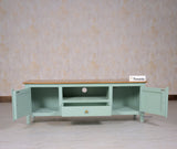 Spain Solid Mango Wood Tv cabinet - Two Doors and One Drawer - Tv Cabinet - Furniselan - Silt-Green