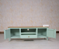 Spain Solid Mango Wood Tv cabinet - Two Doors and One Drawer - Tv Cabinet - Furniselan - Silt-Green
