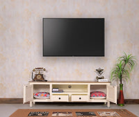 Spain Solid Mango Wood Tv cabinet - Two Doors and two Drawers - Tv Cabinet  Furniselan  - Frosty-White