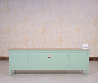 Spain Solid Mango Wood Tv cabinet - Two Doors and two Drawers - Tv Cabinet - Furniselan - Silt-Green