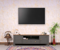 Spain Solid Mango Wood Tv cabinet - Two Doors and two Drawers - Tv Cabinet - Furniselan - Slate-Grey