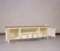 Spain Solid Mango Wood Tv cabinet - Two Doors and two Drawers - Tv Cabinet  Furniselan  - Frosty-White