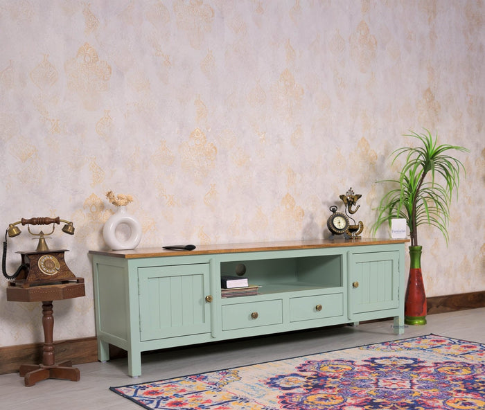 Spain Solid Mango Wood Tv cabinet - 2 Doors and 2 Drawers - Tv Cabinet - Furniselan