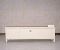 Spain Solid Mango Wood Tv cabinet - Two Doors and two Drawers - Tv Cabinet  Furniselan  - Frosty-White