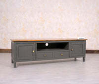 Spain Solid Mango Wood Tv cabinet - Two Doors and two Drawers - Tv Cabinet - Furniselan - Slate-Grey