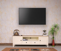Spain Solid Mango Wood Tv cabinet - Two Doors and two Drawers - Tv Cabinet  Furniselan  - Frosty-White