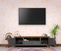 Spain Solid Mango Wood Tv cabinet - Two Doors and two Drawers - Tv Cabinet - Furniselan - Slate-Grey