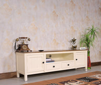 Spain Solid Mango Wood Tv cabinet - Two Doors and two Drawers - Tv Cabinet  Furniselan  - Frosty-White