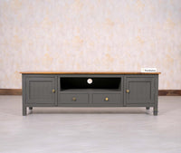 Spain Solid Mango Wood Tv cabinet - Two Doors and two Drawers - Tv Cabinet - Furniselan - Slate-Grey