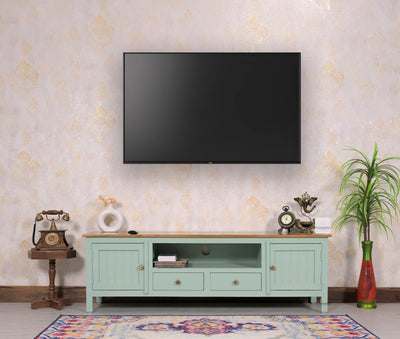 Spain Solid Mango Wood Tv cabinet - 2 Doors and 2 Drawers - Tv Cabinet - Furniselan