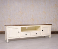Spain Solid Mango Wood Tv cabinet - Two Doors and two Drawers - Tv Cabinet  Furniselan  - Frosty-White