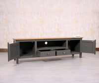 Spain Solid Mango Wood Tv cabinet - Two Doors and two Drawers - Tv Cabinet - Furniselan - Slate-Grey