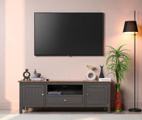 Spain Solid Mango Wood Tv cabinet - Two Doors and One Drawer - Tv Cabinet - Furniselan - Slate-Grey