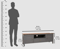 Spain Solid Mango Wood Tv cabinet - Two Doors and One Drawer - Tv Cabinet - Furniselan - Slate-Grey