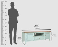Spain Solid Mango Wood Tv cabinet - Two Doors and One Drawer - Tv Cabinet - Furniselan - Silt-Green