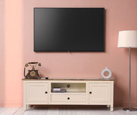 Spain Solid Mango Wood Tv cabinet - Two Doors and One Drawer - Tv Cabinet - Furniselan - Frosty-White