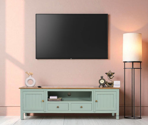 Spain Solid Mango Wood Tv cabinet - Two Doors and two Drawers - Tv Cabinet - Furniselan - Silt-Green
