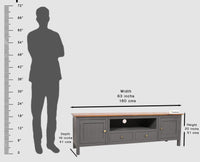 Spain Solid Mango Wood Tv cabinet - Two Doors and two Drawers - Tv Cabinet - Furniselan - Slate-Grey