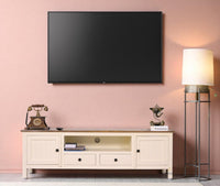 Spain Solid Mango Wood Tv cabinet - Two Doors and two Drawers - Tv Cabinet  Furniselan  - Frosty-White