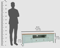Spain Solid Mango Wood Tv cabinet - Two Doors and two Drawers - Tv Cabinet - Furniselan - Silt-Green