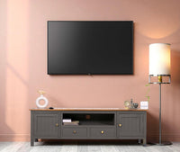 Spain Solid Mango Wood Tv cabinet - Two Doors and two Drawers - Tv Cabinet - Furniselan - Slate-Grey