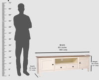 Spain Solid Mango Wood Tv cabinet - Two Doors and two Drawers - Tv Cabinet  Furniselan  - Frosty-White