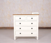Spain Solid Mango Wood Wide Chest of Drawer - Five Drawers - Chest of Drawer - Furniselan - Frosty-White