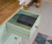 Spain Solid Mango Wood Wide Chest of Drawer - Five Drawers - Chest of Drawer - Furniselan - Silt-Green