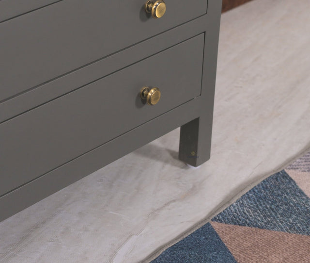 Spain Solid Mango Wood Wide Chest of Drawer - Five Drawers - Chest of Drawer - Furniselan - Slate-Grey