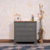 Spain Solid Mango Wood Wide Chest of Drawer - Five Drawers - Chest of Drawer - Furniselan - Slate-Grey