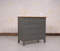 Spain Solid Mango Wood Wide Chest of Drawer - Five Drawers - Chest of Drawer - Furniselan - Slate-Grey