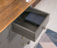 Spain Solid Mango Wood Wide Chest of Drawer - Five Drawers - Chest of Drawer - Furniselan - Slate-Grey