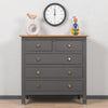 Spain Solid Mango Wood Wide Chest of Drawer - Five Drawers - Chest of Drawer - Furniselan - Slate-Grey