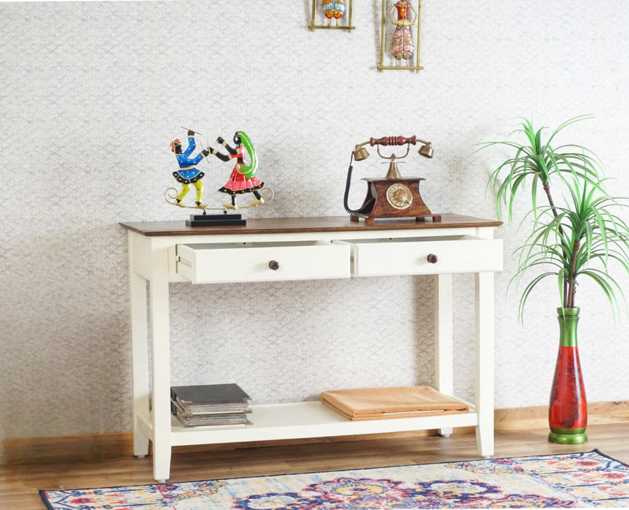 Spain Wooden Console Table Furniselan - Frosty White