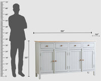 Spain Wooden Large Sideboard Cabinet  - Cool-Grey