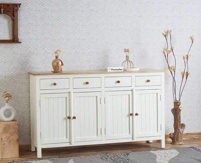 Spain Wooden Large Sideboard Cabinet  - Frosty White