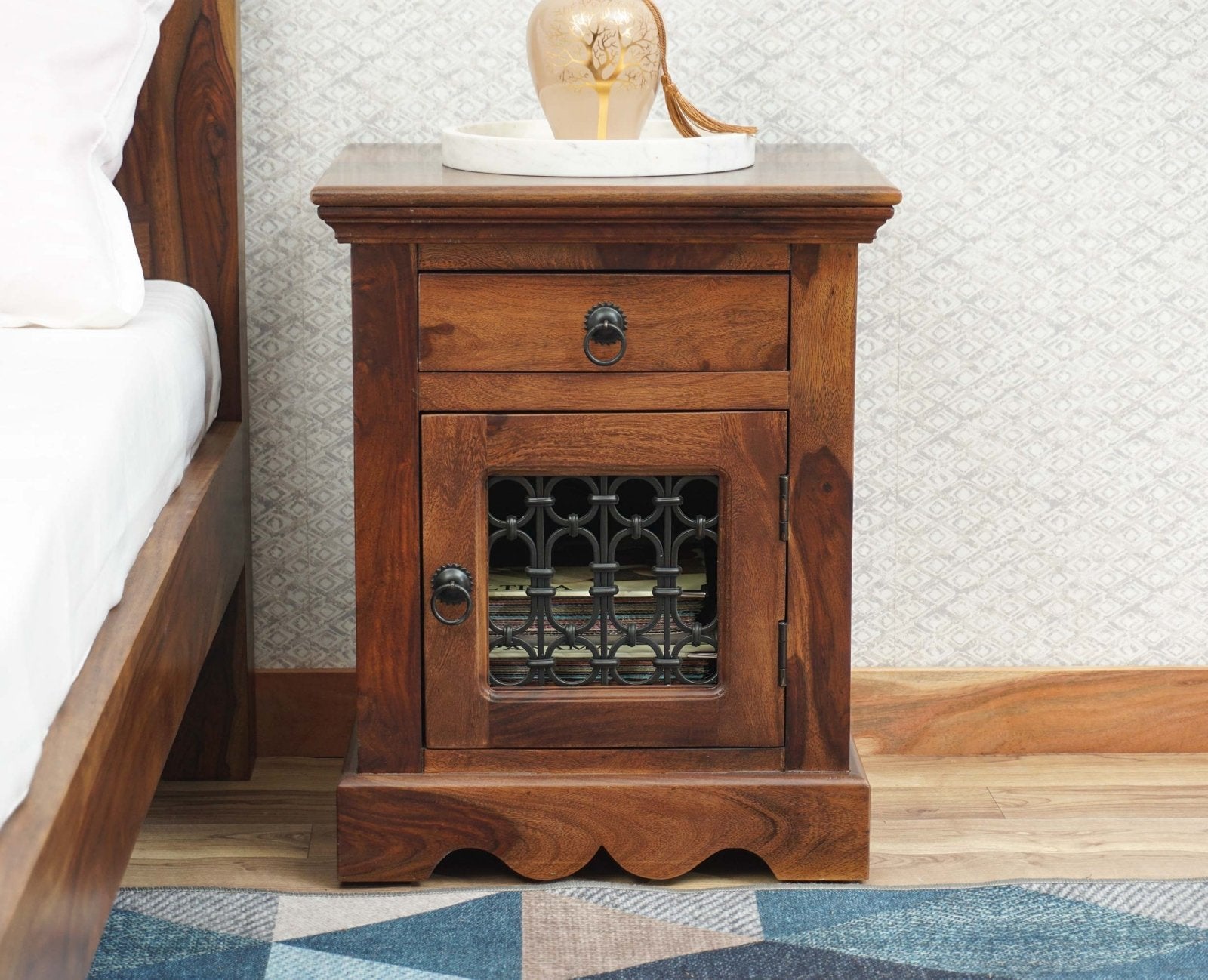 Sweden Bedside Table Furniselan-Teak-Finish